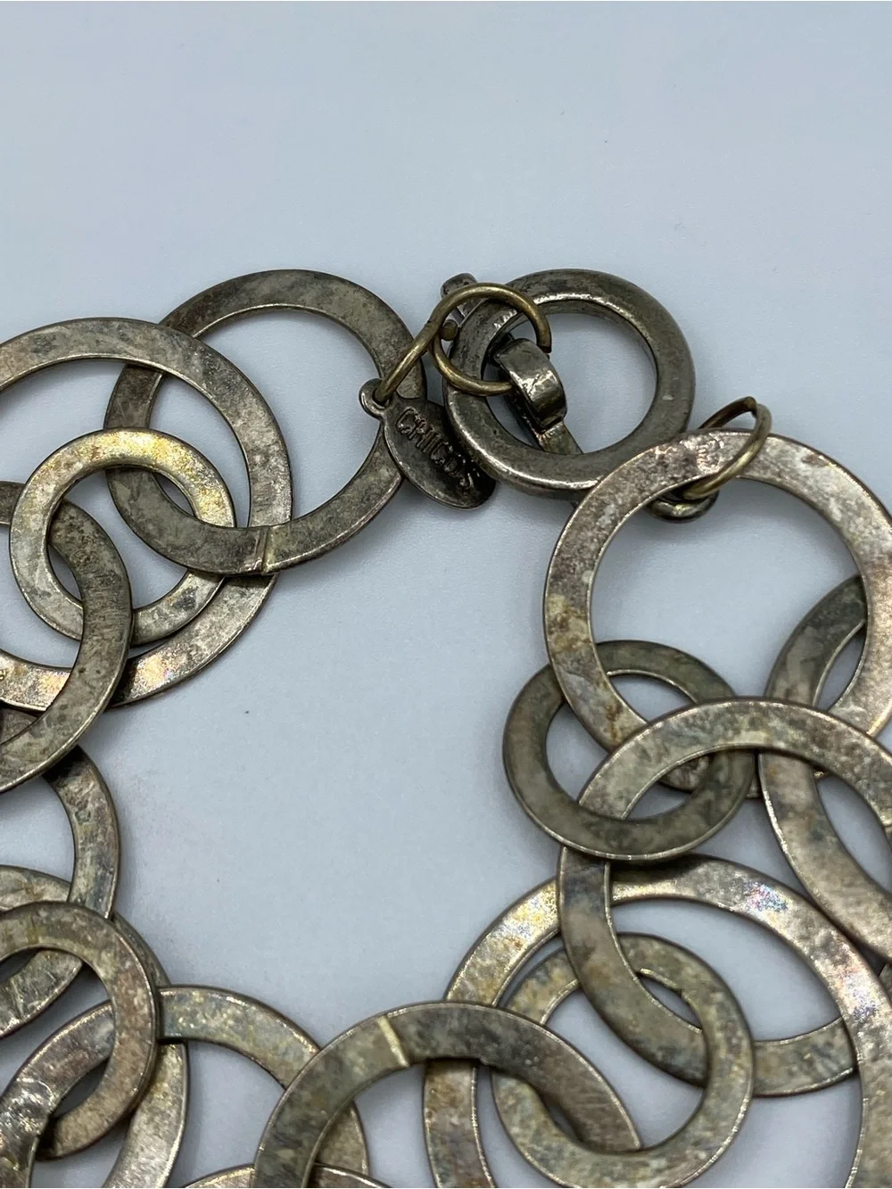 Chico’s Interlinked Circle Statement Bracelet - Silver Tone